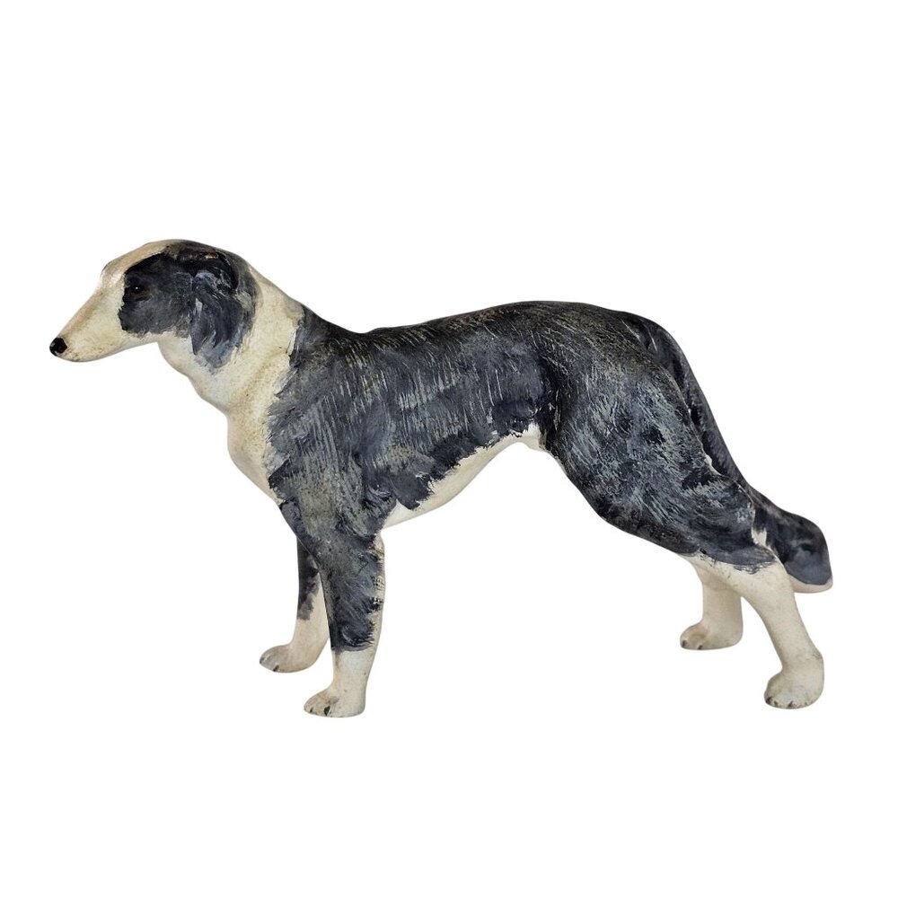 Custom Painted Ceramic Borzoi Irish Wolfhound Dog Figurine Ceramic Blue *Repair
